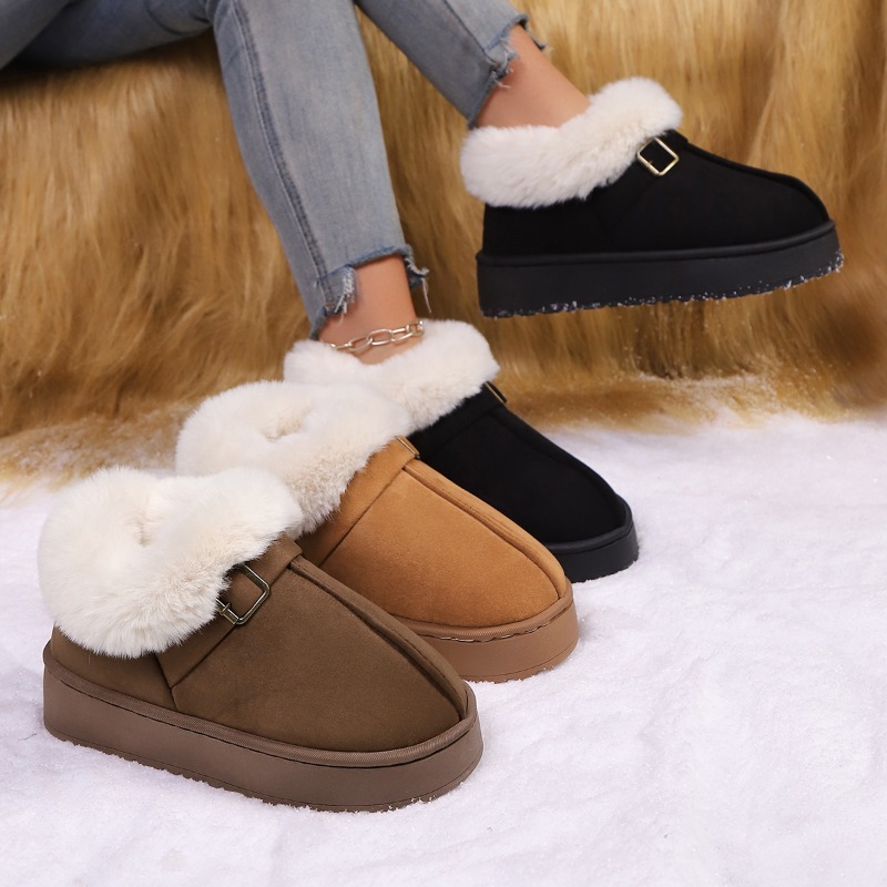 Snow Boot Fur Lined - Thick Bottom Snow Boots Women's Fleece