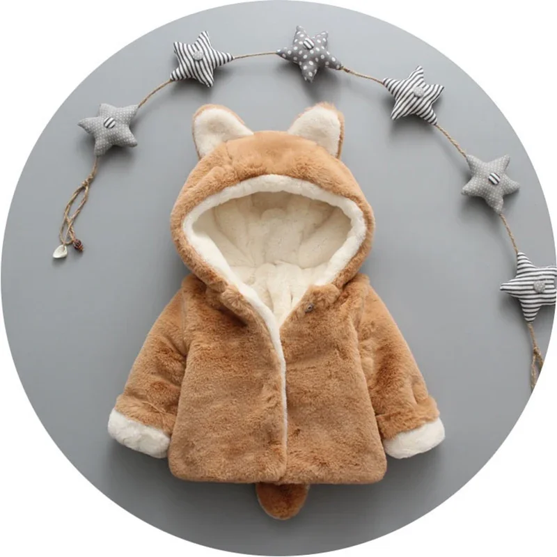 Cute Cat Ears Plush Baby Jacke - огляд і ціна Winter Clothing For Babies